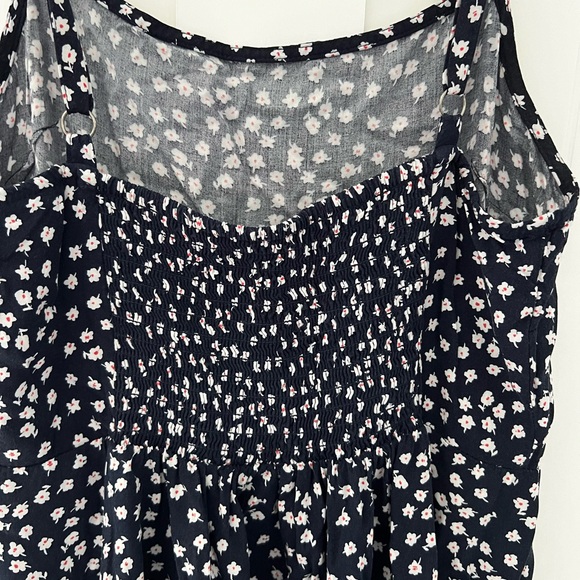 GAP women’s Xs Petite Dress navy tiny floral flower blue skater - Picture 8 of 12